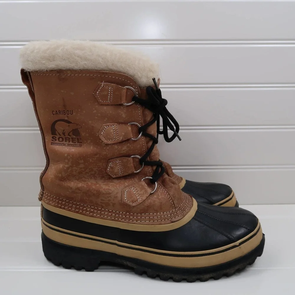 Sorel Caribou Leather Insulated Lace Up Waterproof Winter Snow Boots Size 8